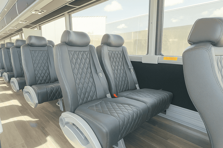 interior of Dayton Shuttle Bus Rentals charter bus